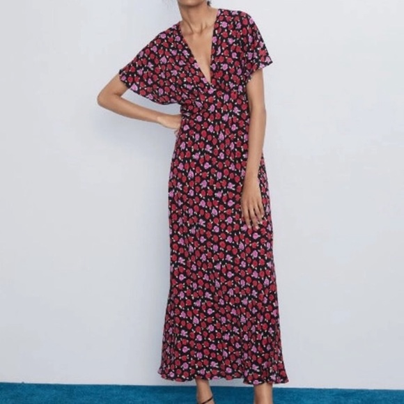 zara printed maxi dress